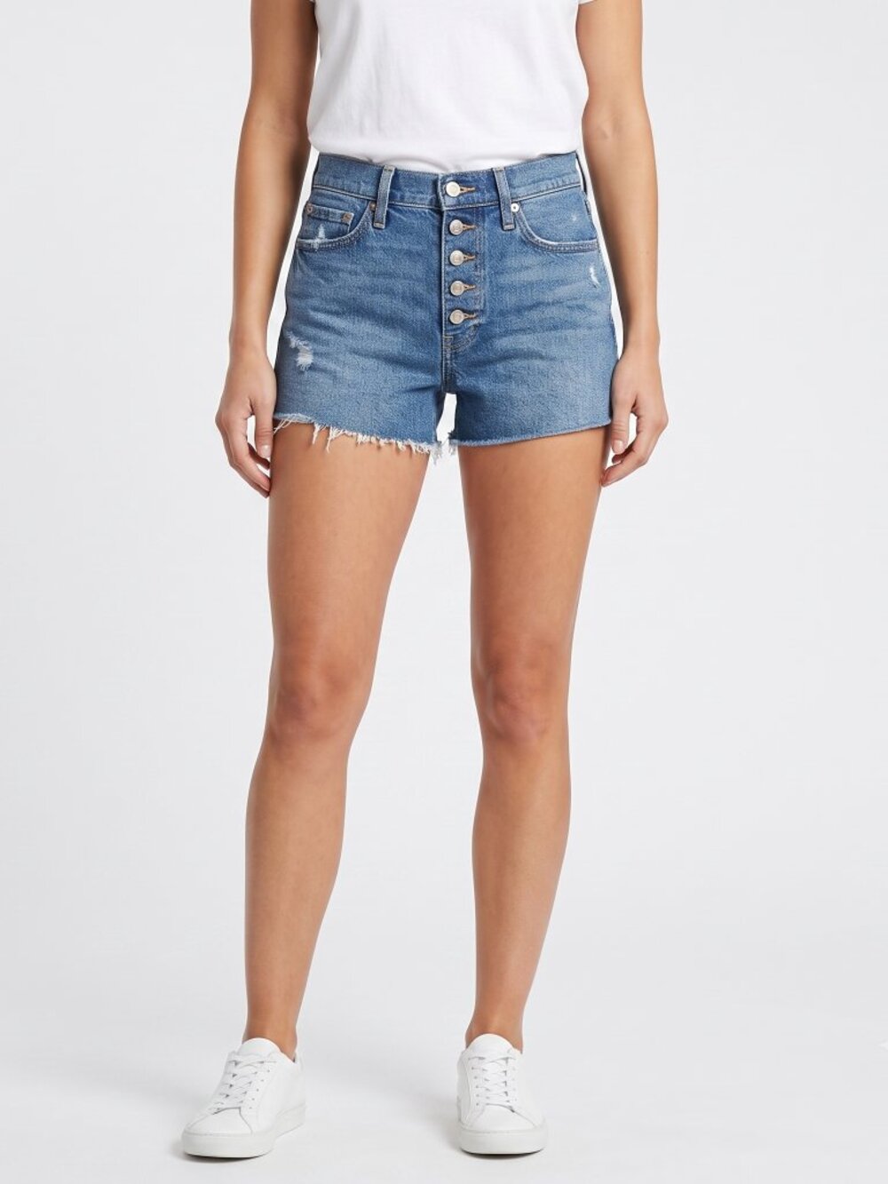 *GAP High Rise Cheeky Denim Shorts Distressed Button Fly Size 27 / 4